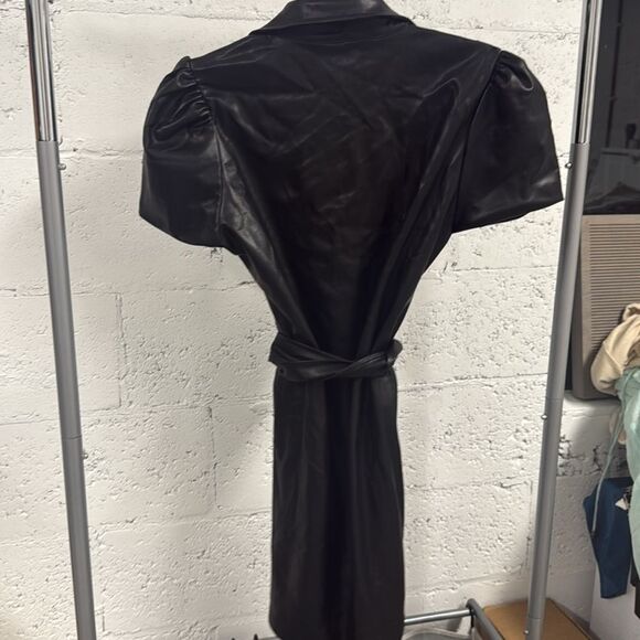 bishop + young Black Faux Leather Dress - Collared Button Down - Size Medium - Picture 5 of 5